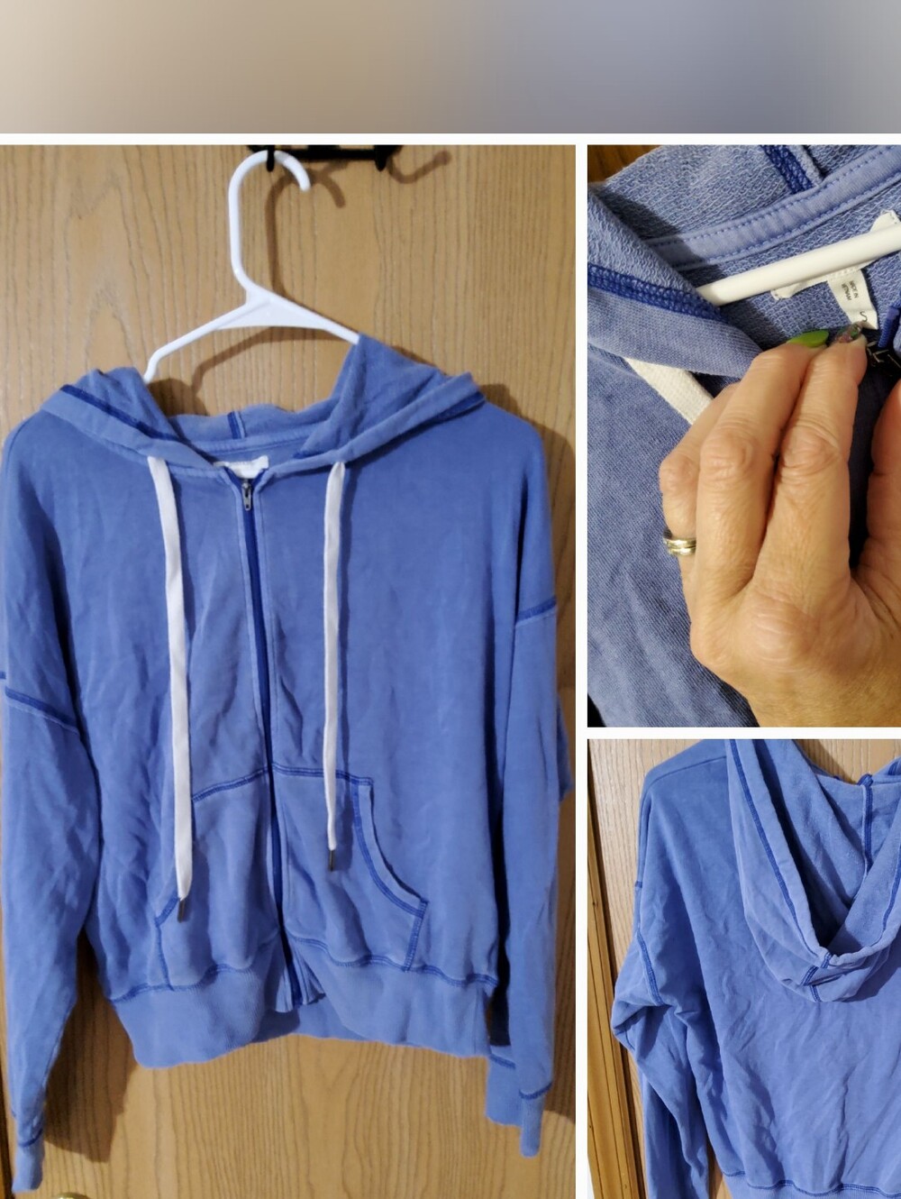 Maurices Blue Zip-Up Hoodie with White Drawstrings